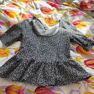 Maeve Black and White Peplum Blouse